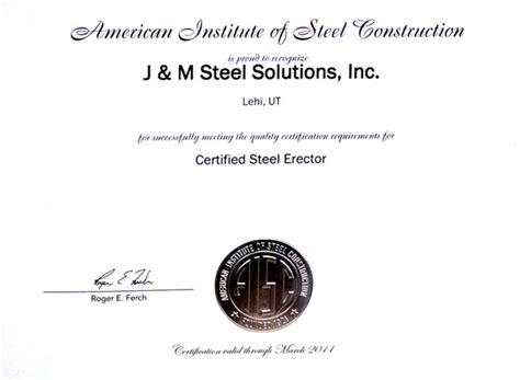 certified sheet metal|aisc standard for certification programs.